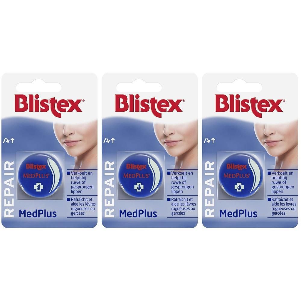 Trois paquets de baume à lèvres Blistex MedPlus.