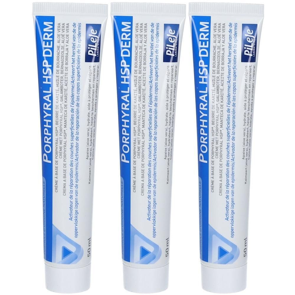 Trois tubes de crème Porphyral HSP Derm, 50 ml chacun.