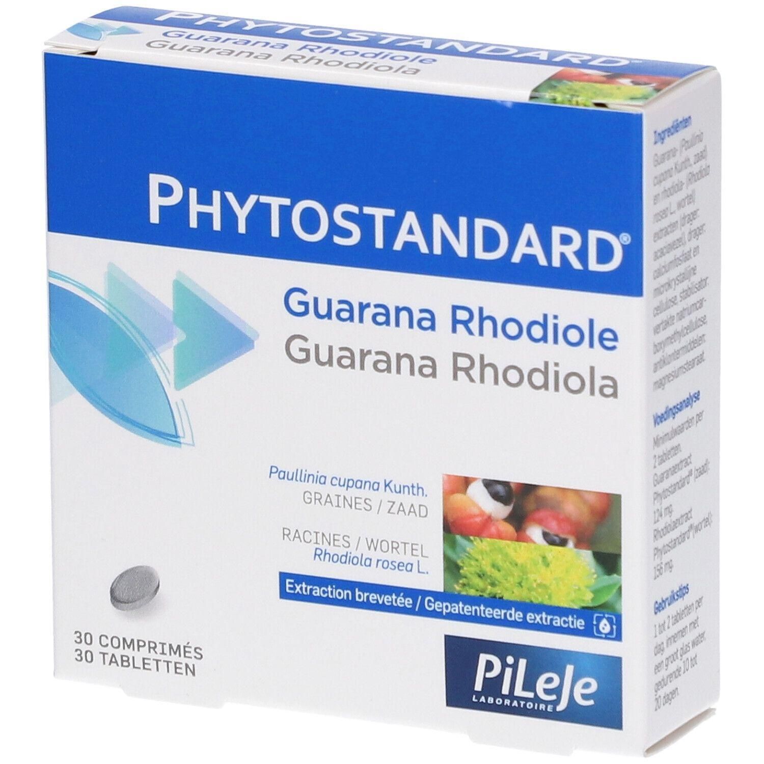Phytostandard Guarana Rhodiola boîte de 30 comprimés.
