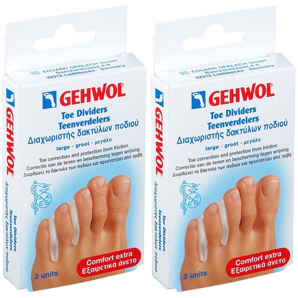 Séparateurs d'orteils Gehwol, 3 unités. Pour correction et protection contre les frottements.