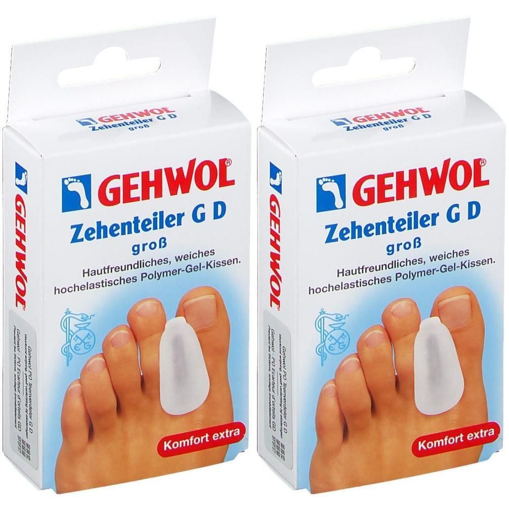 Twee pakken Gehwol Teenverdeler G D groot van huidvriendelijke polymeer-gel.
