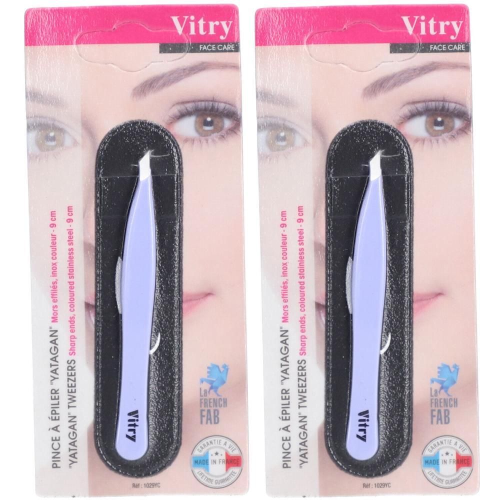 Vitry Pince à épiler 'Yatagan' Mors effilés, 9 cm, acier inoxydable coloré.