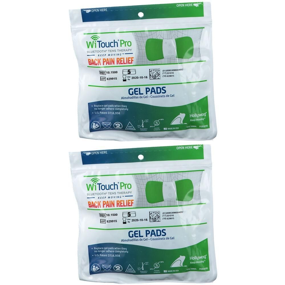Twee pakken WiTouch Pro gelpads voor verlichting van rugpijn.