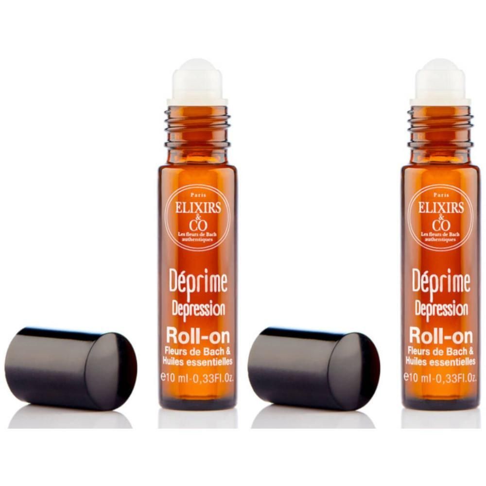 Twee Elixirs & Co Roll-On Dépression flesjes van 10 ml met zwarte dopjes.