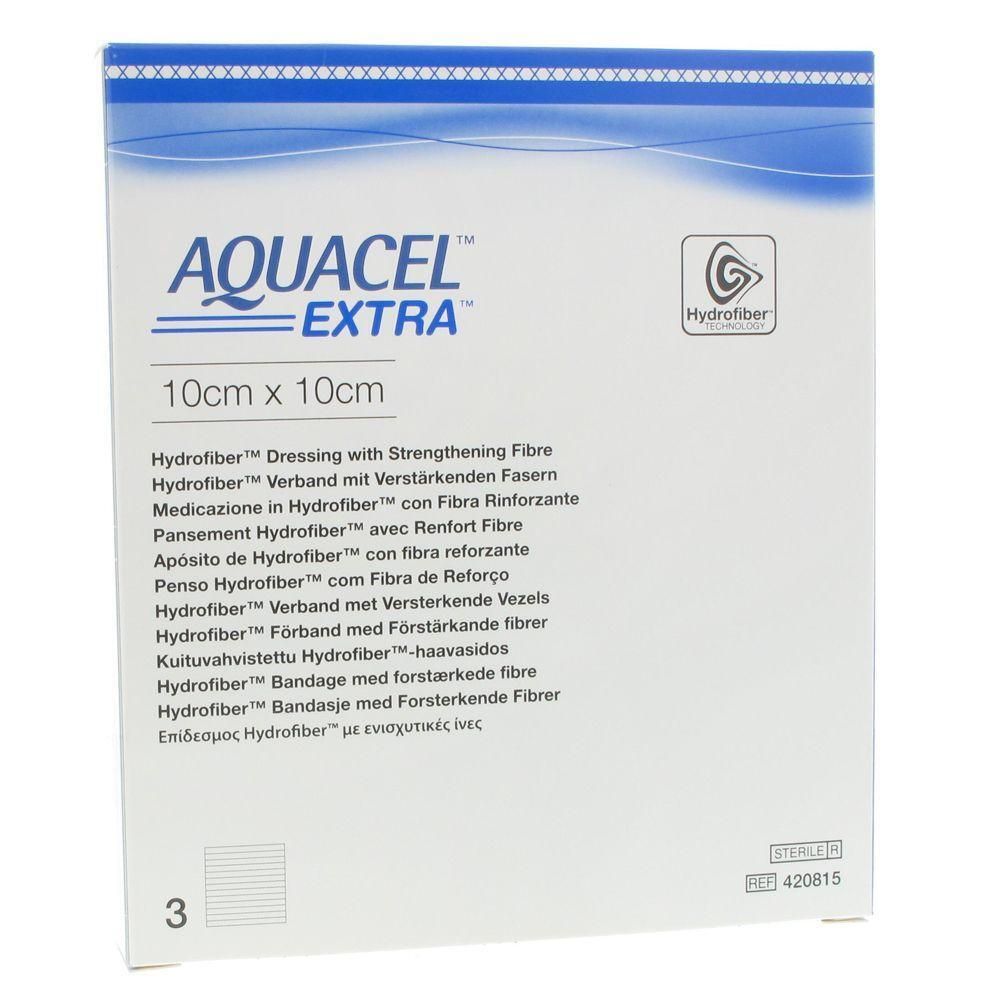 Aquacel Extra Hydrofiber verband met versterkende vezels, 10x10cm.