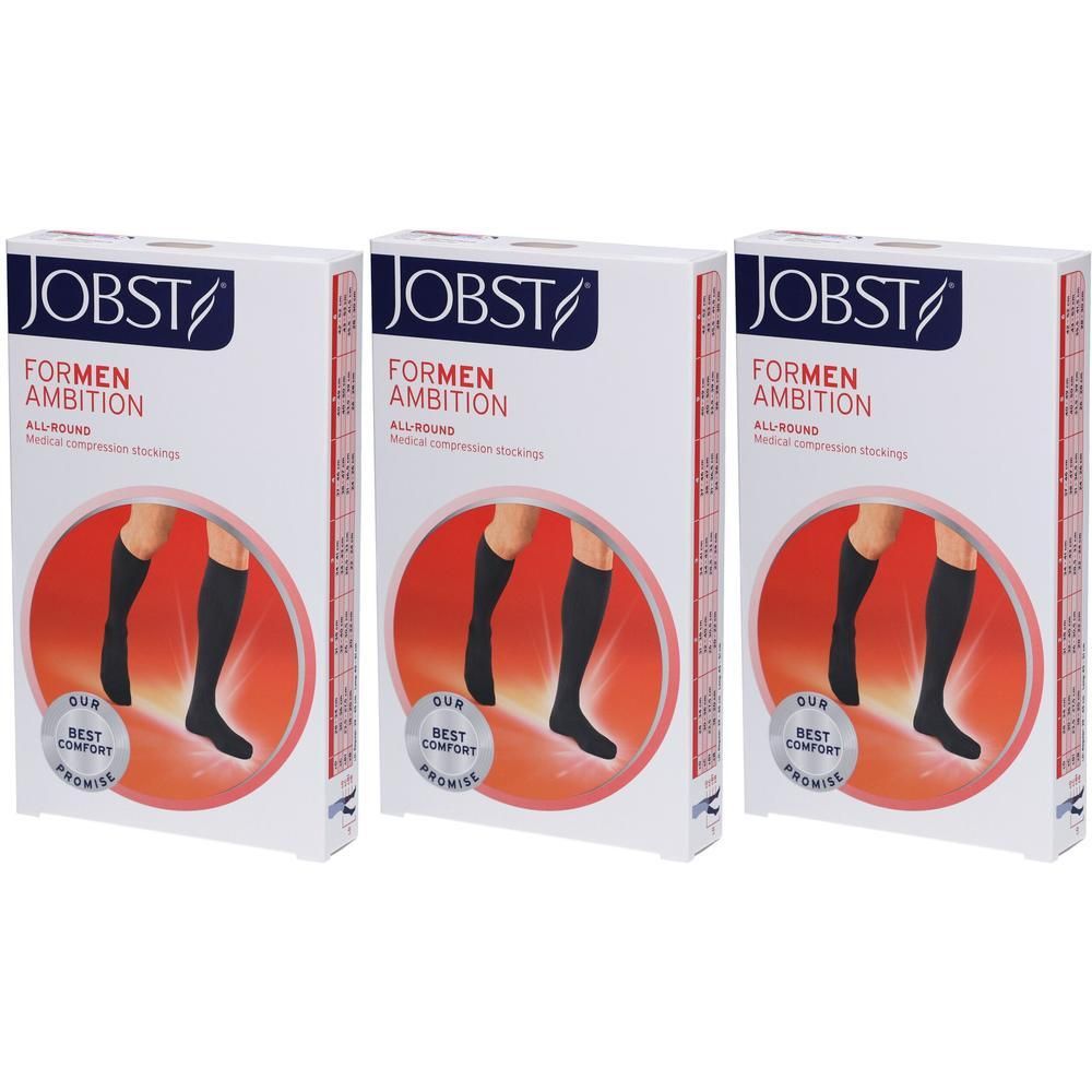Trois boîtes de bas de compression JOBST For Men Ambition, noirs, taille L.