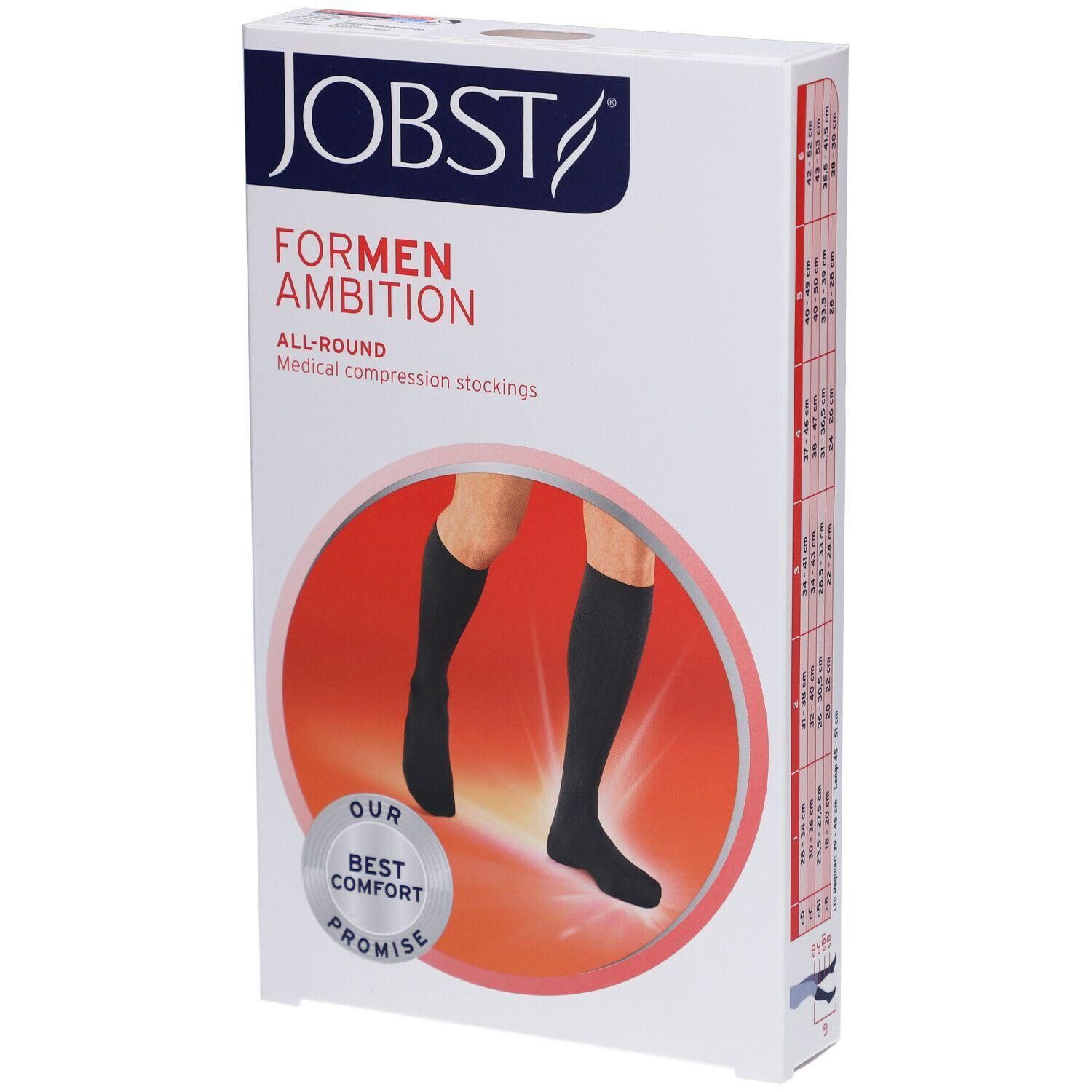 Chaussettes de compression JOBST ForMen Ambition, noires, taille L. Compression médicale.