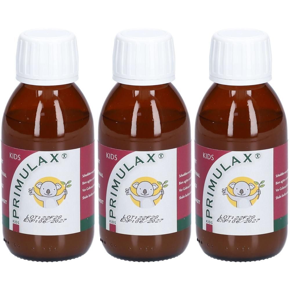 Drie bruine glazen flesjes met witte schroefdop, etiket met koala-afbeelding en productinformatie.