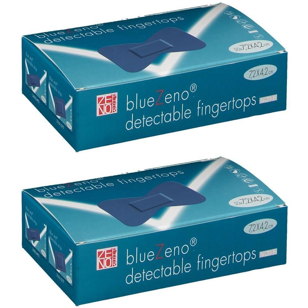 Twee pakken BlueZeno® detecteerbare vingerpleisters, 72x42 mm.