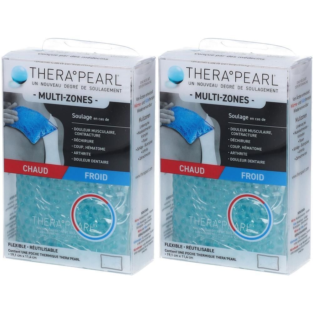 Deux paquets de compresses froides/chaudes TheraPearl Sport Multizones.