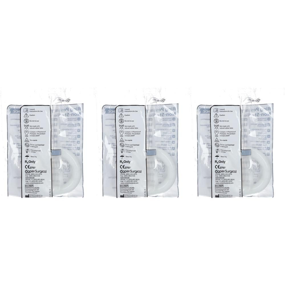 Trois Portex Pessaire 65 Rond Vinyl blancs, emballés individuellement.