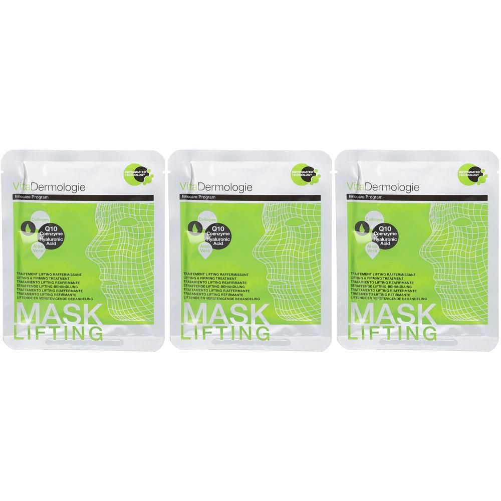 Trois sachets VitaDermologie Mask Lifting avec Q10, Collagène et Acide Hyaluronique.
