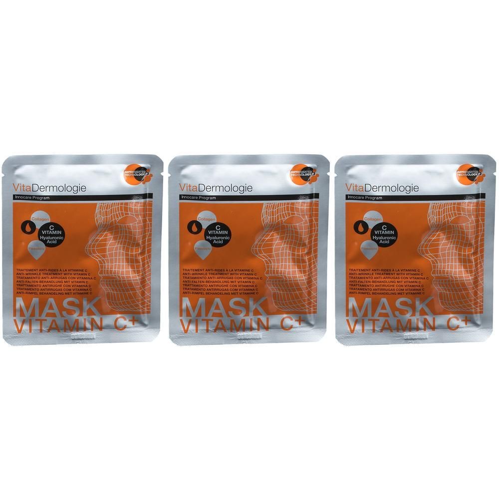 Trois sachets de masque facial à la vitamine C.
