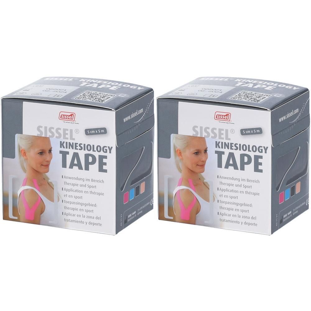 Twee dozen Sissel Kinesiologie Tape 5 cm x 5 m Zwart.