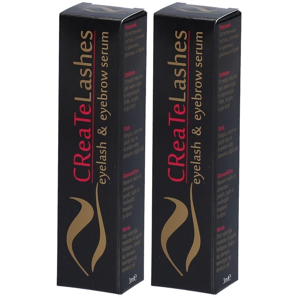 Twee doosjes CReaTeLashes wimperserum en wenkbrauwserum, 3ml.