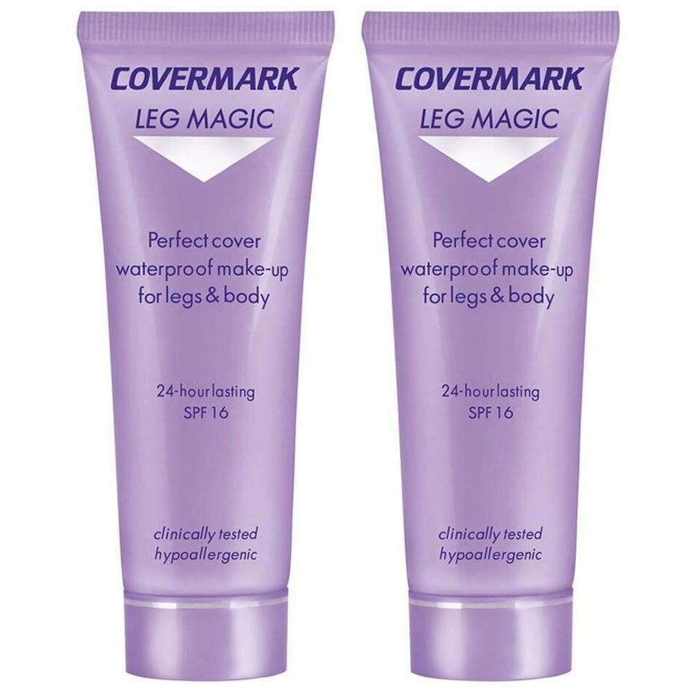 Deux tubes violets Covermark Leg Magic avec SPF 16.