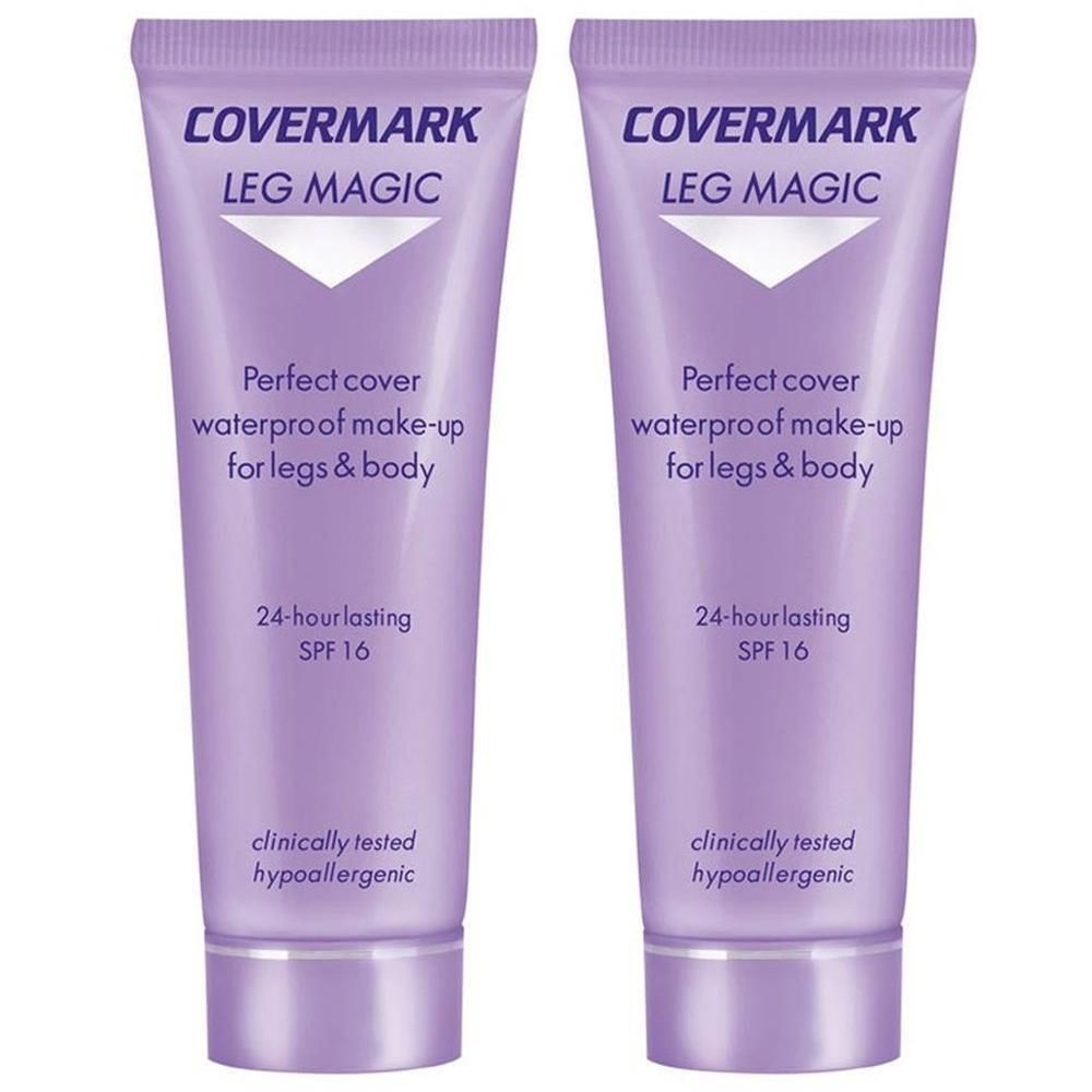 Deux tubes violets Covermark Leg Magic avec SPF 16.