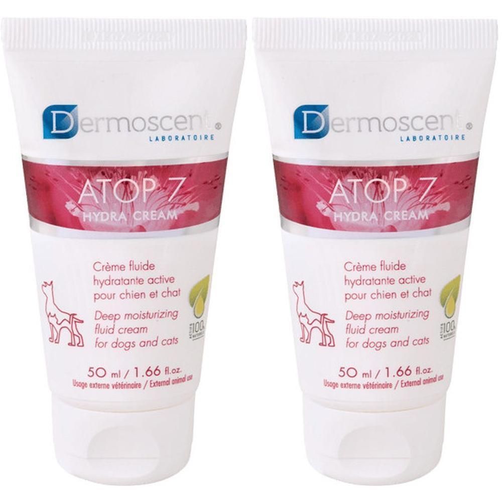 Twee Dermoscent Atop 7 Hydra Cream tubes voor honden en katten, 50 ml.