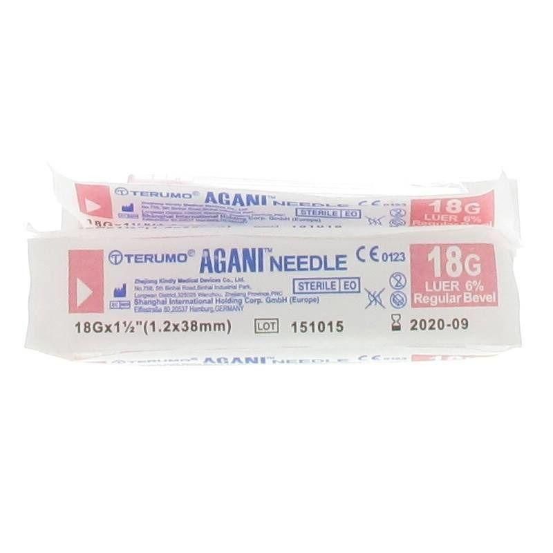 Terumo Agani Naald 18G 1 1/2 inch, steriel, Regular Bevel.
