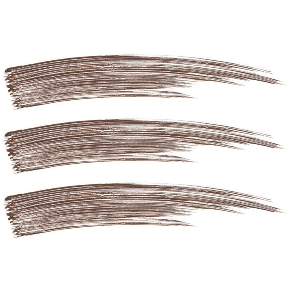 Drie bruine mascara-strepen op witte achtergrond.