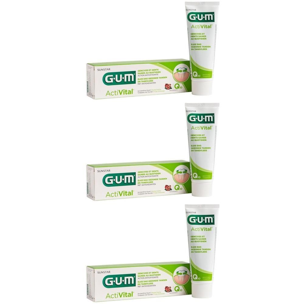 Tube et boîte de dentifrice GUM ActiVital, Fresh Mint.