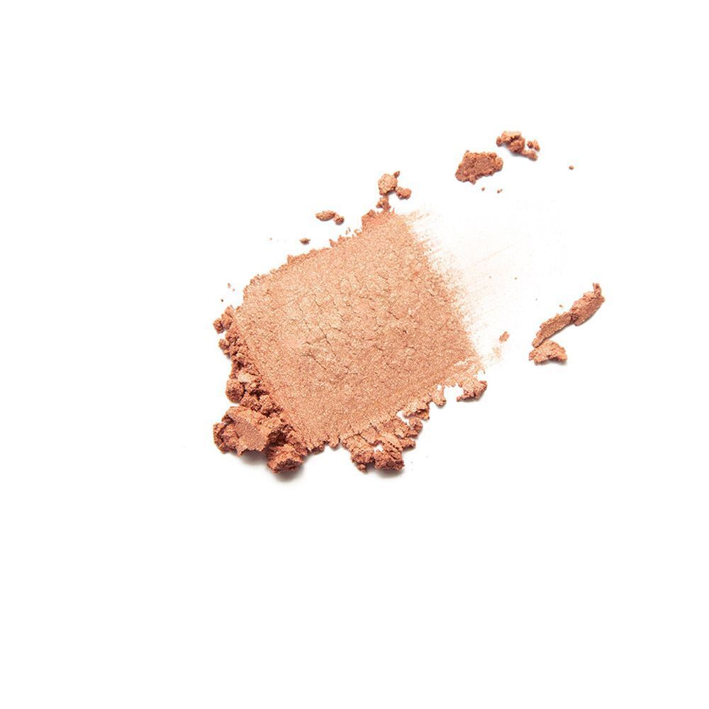 Swatch van los minerale poeder blush, kleur brons.