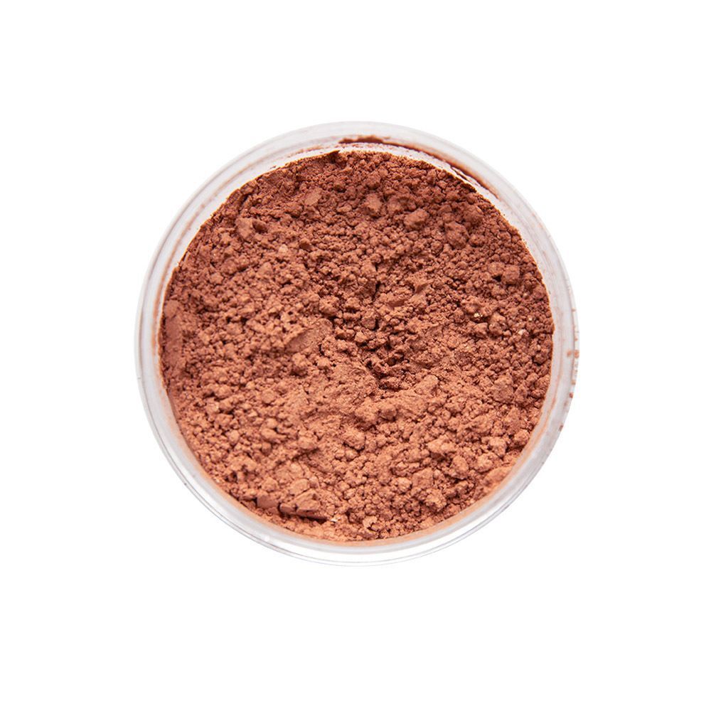 Een potje los minerale poeder blush, kleur brons.