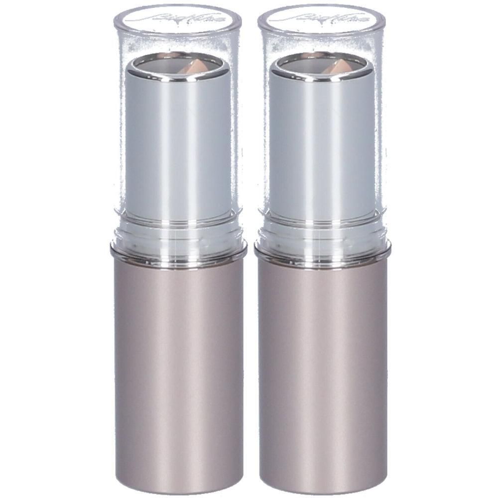 Twee concealersticks met zilverkleurige huls en transparante dop.