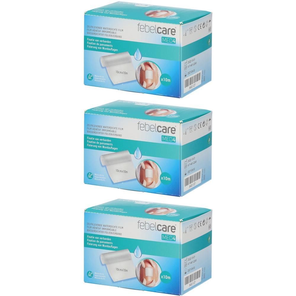 Trois boîtes de pansement auto-collant Febelcare.
