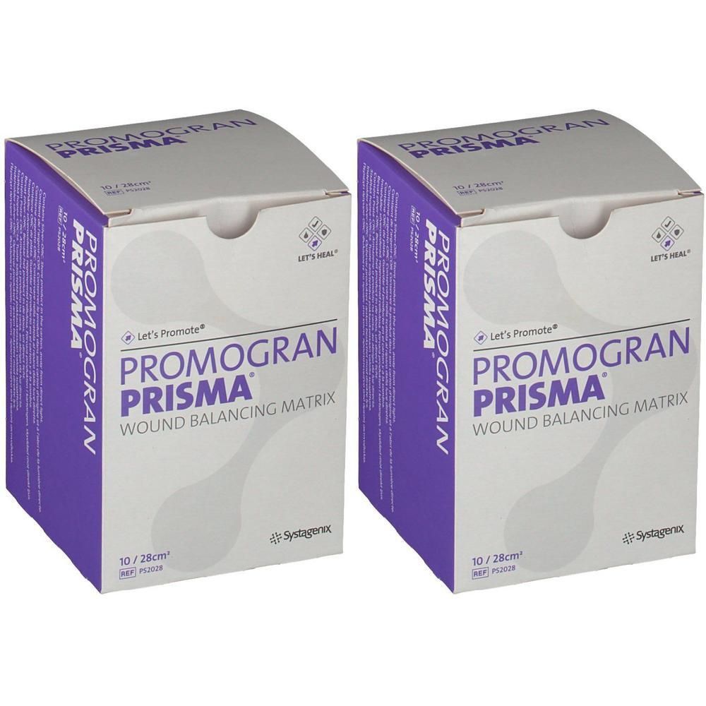 Twee dozen PROMOGRAN PRISMA Wound Balancing Matrix, 10 x 28 cm.