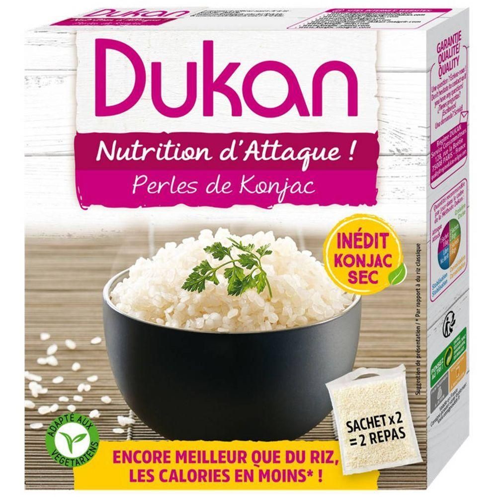 Boîte de riz Konjac Dukan, servi dans un bol avec du persil.