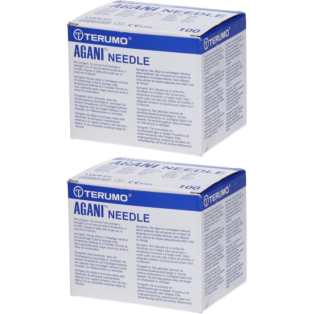 Twee pakken Terumo Agani™ naalden, 100 stuks per pak.