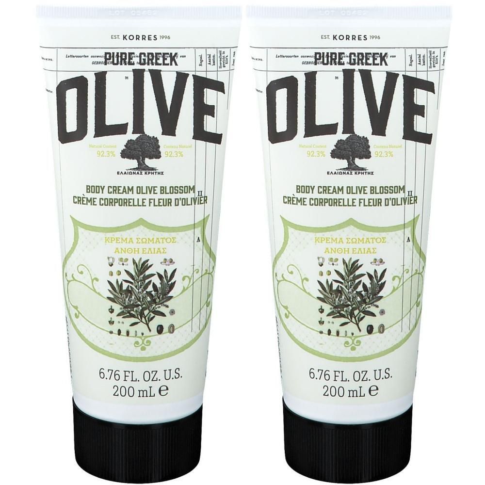 Twee tubes Korres Pure Greek Olive Body Milk, 200 ml.