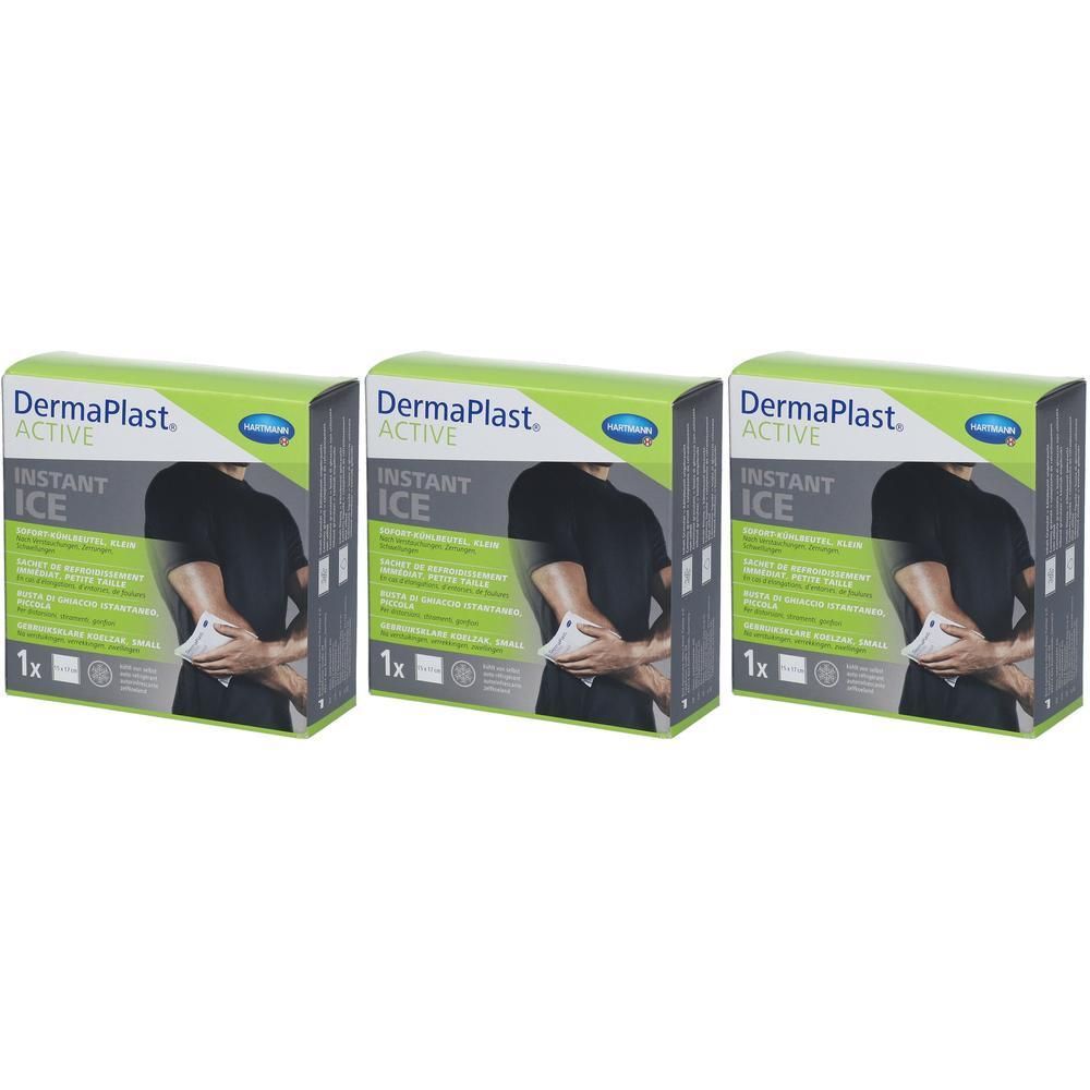 Trois paquets de compresses froides instantanées Hartmann Dermaplast Active.