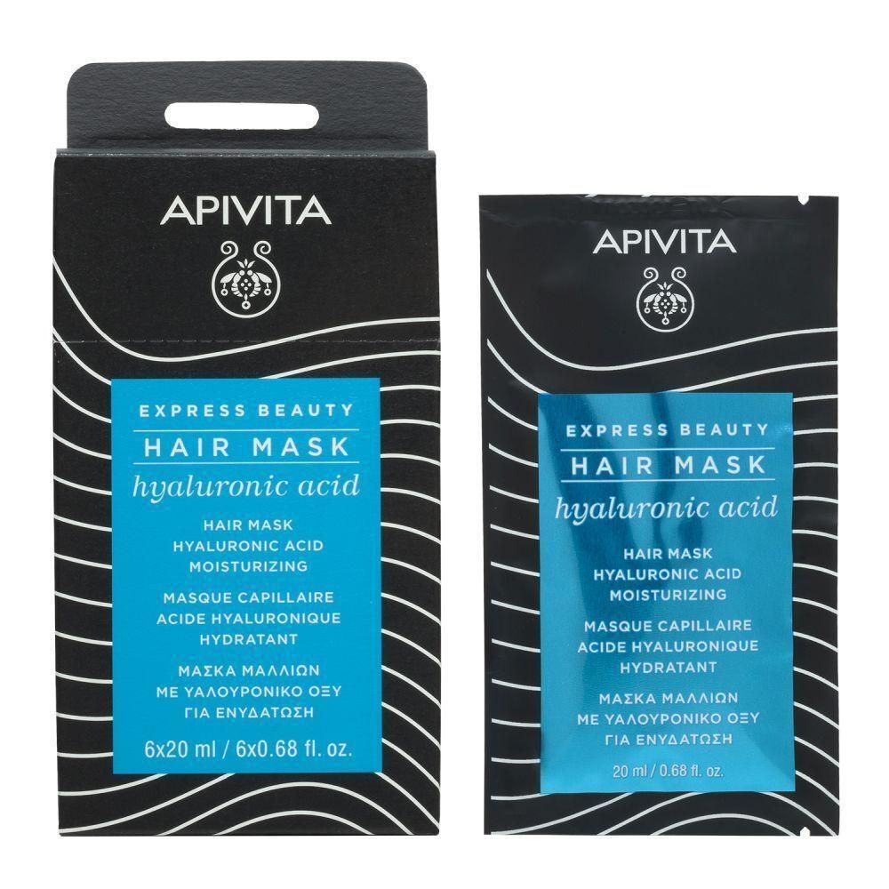 Apivita Express Beauty Masque Cheveux Hydratant Acide Hyaluronique, 6x20ml.