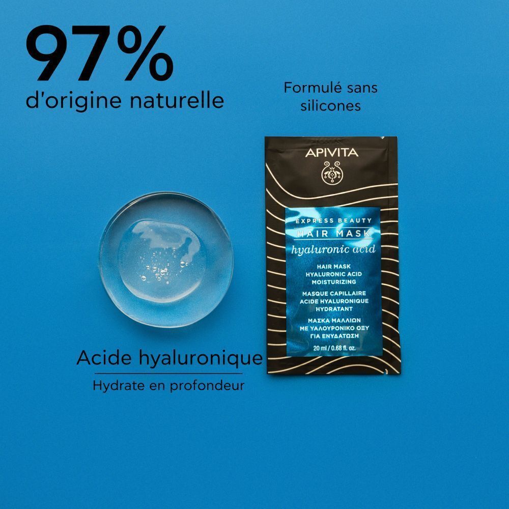 Apivita Express Beauty Masque Cheveux Hydratant Acide Hyaluronique. Hydrate et protège.