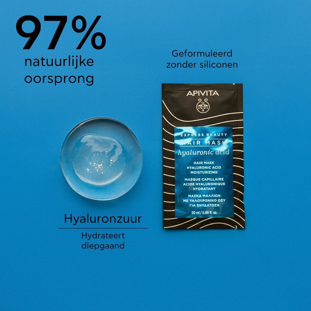 Apivita Express Beauty Haarmasker Hydraterend Hyaluronzuur. Hydrateert en beschermt.