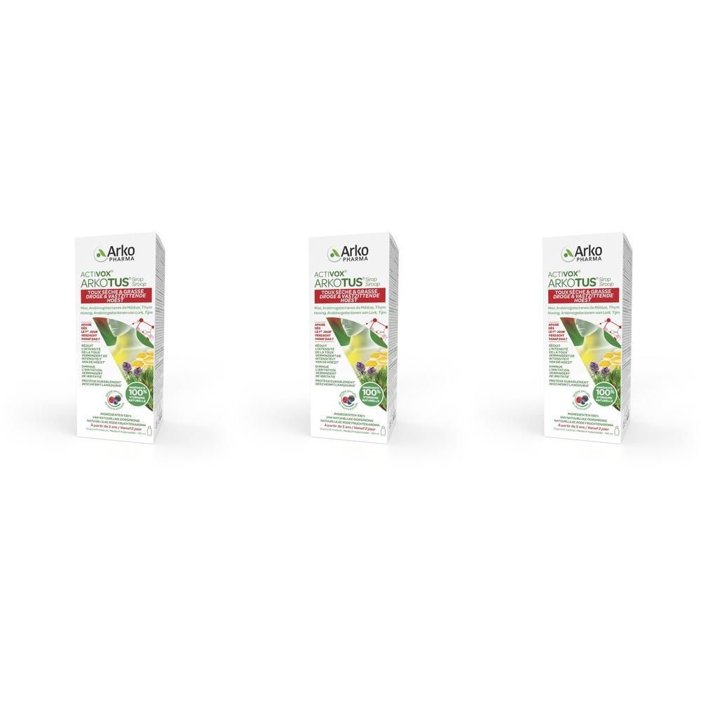 Drie pakken Arkotus met kruidafbeelding en certificeringszegel.