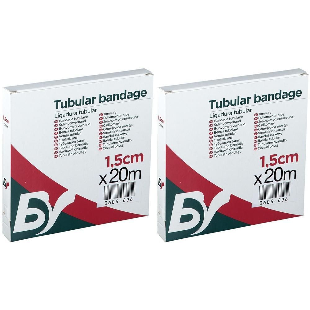 Twee verpakkingen buisverband 1,5 cm x 20 m.