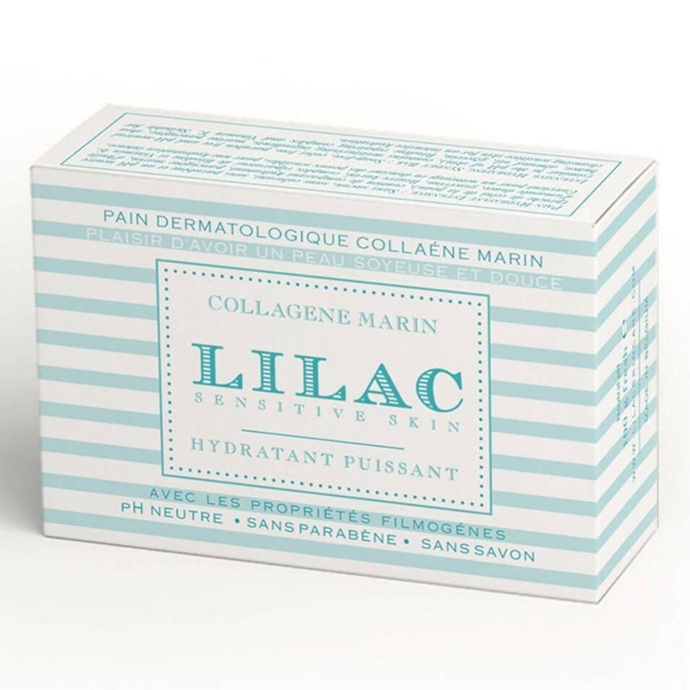 Verpakking voor Lilac Sensitive Skin dermatologische zeep met zeecollageen.