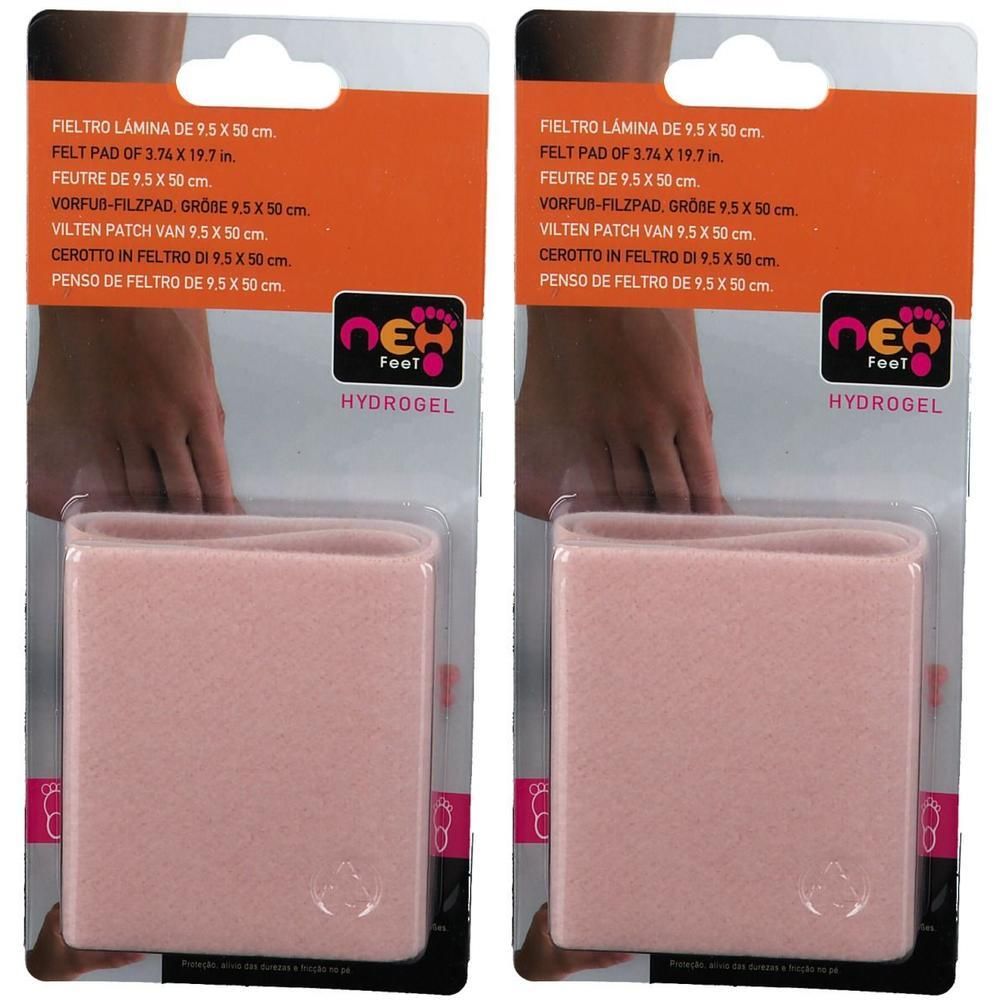 Twee verpakkingen NEH Feet Hydrogel Vilten Pads, 9,5x50 cm.