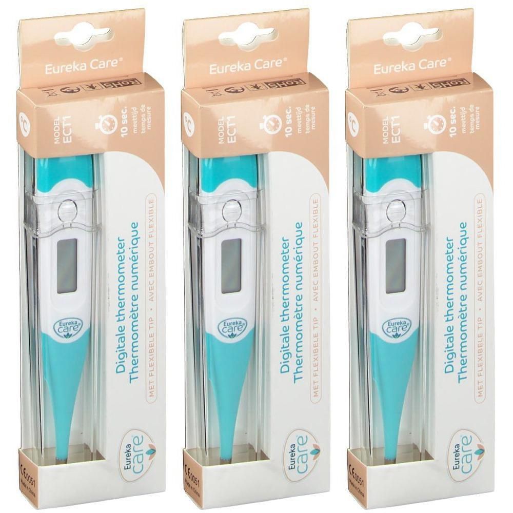 Thermomètre numérique avec embout flexible, mesure en 10 secondes.