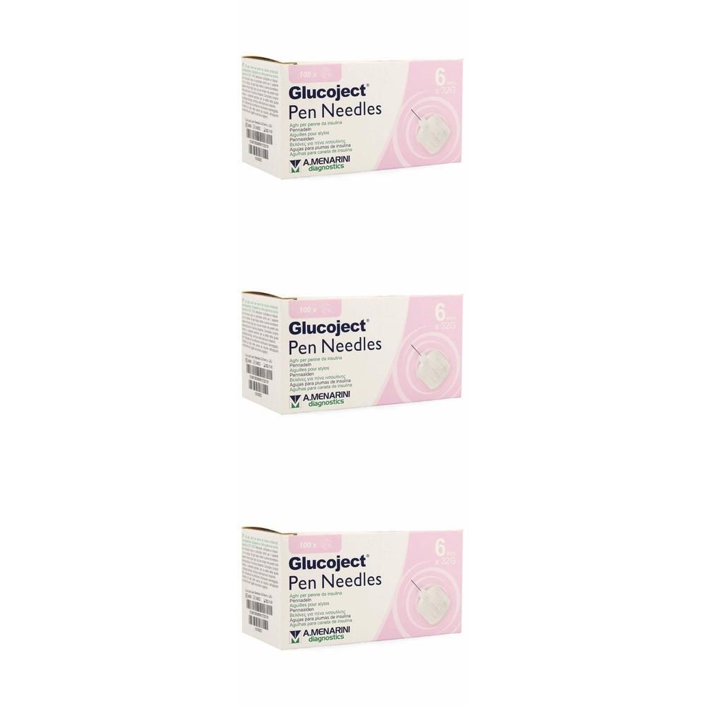 Doos met 6 Glucoject Pen naalden, 6mm, 32g.