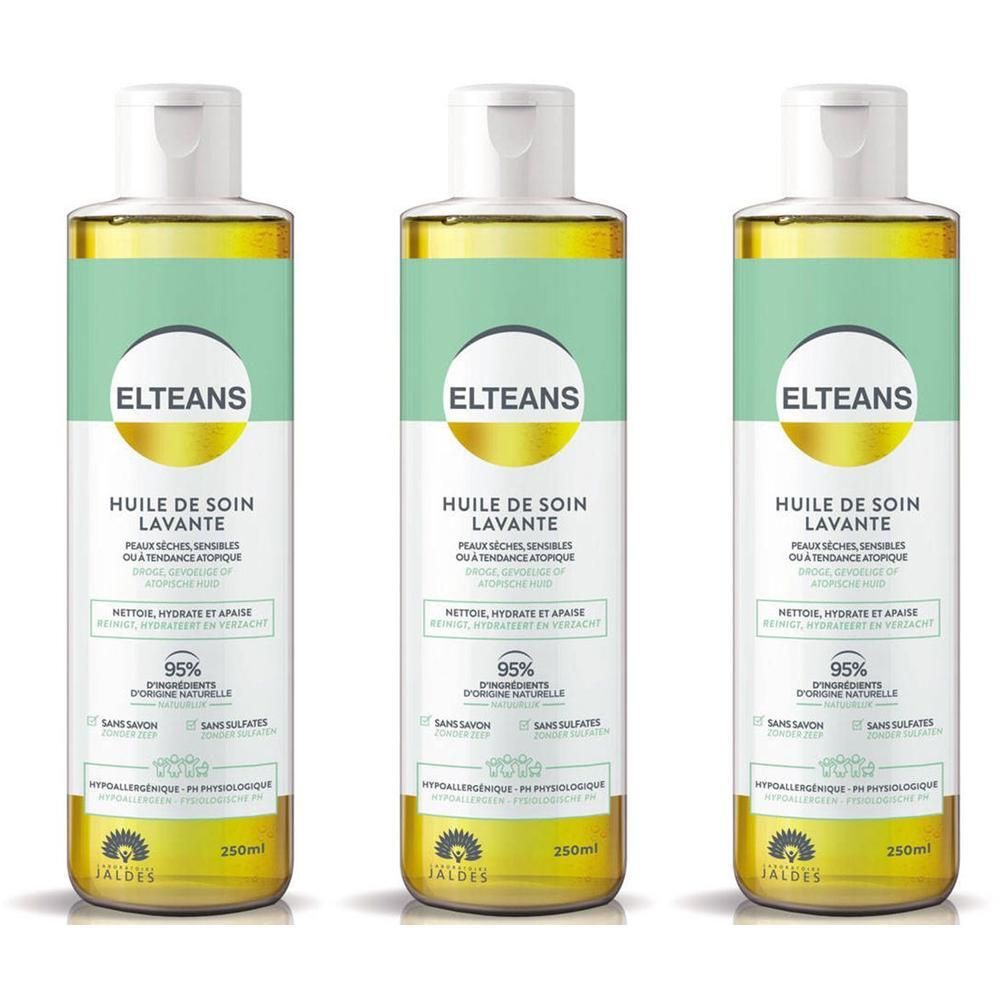 Drie flessen Elteans Verzorgende Wasolie, 250ml.
