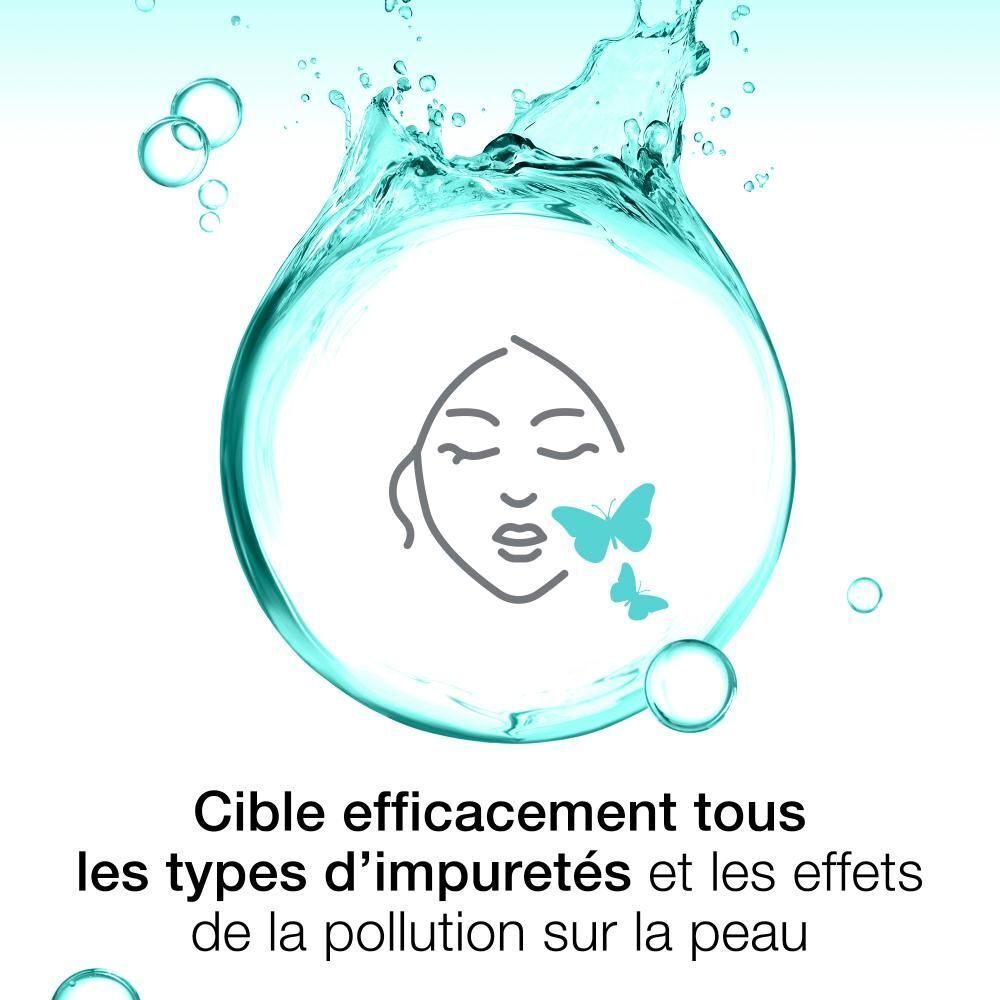 Graphique : visage avec papillons, montrant l'élimination des impuretés.
