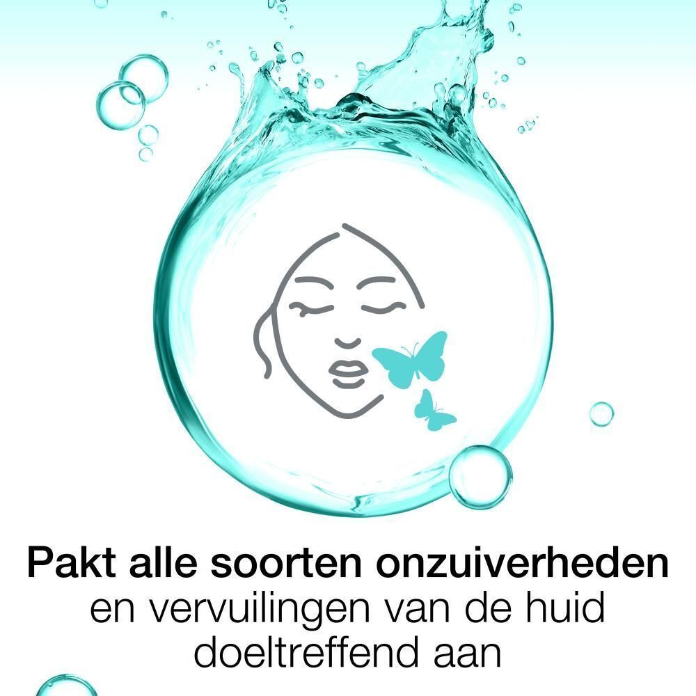 Grafiek: gezicht met vlinders, die de verwijdering van onzuiverheden tonen.