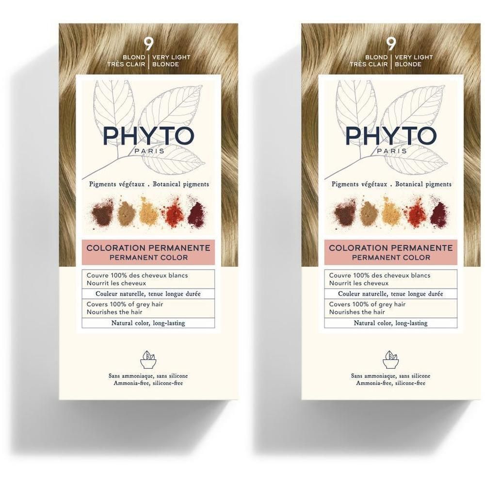 Twee pakken Phyto Phytocolor permanente haarkleuring, Blond Zeer Licht.