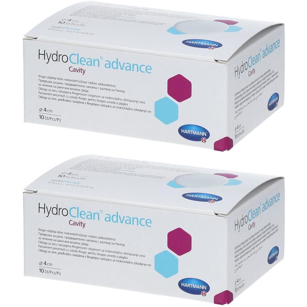 Deux boîtes HydroClean advance Cavity, diamètre 4cm, 10 pièces par boîte.