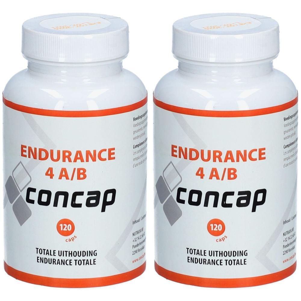 Twee flessen Concap Endurance 4 A/B capsules.