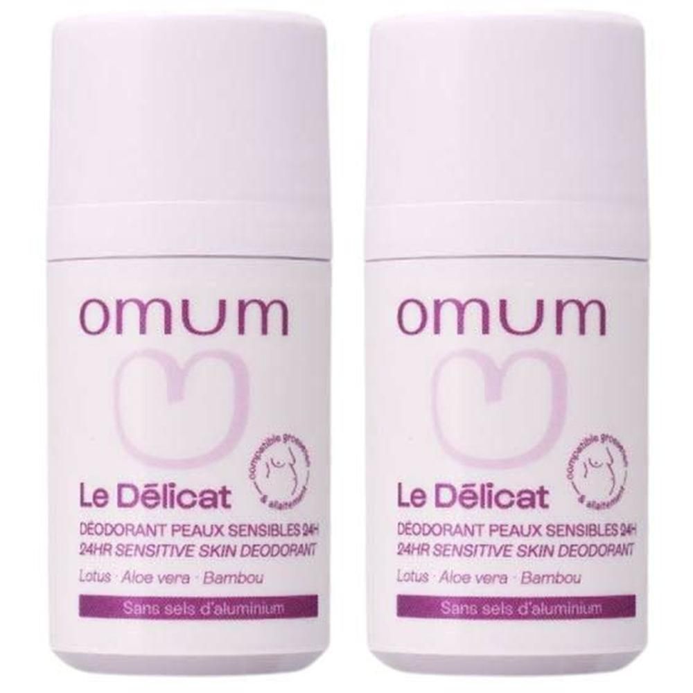 Twee Omum Le Délicat deodorant roll-ons voor de gevoelige huid.